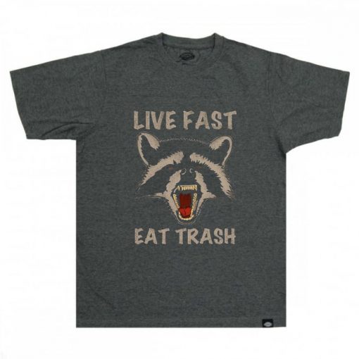 Live Fast Eat Trash Grey Asphalt T shirts