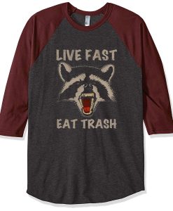 Live Fast Eat Trash Grey Brown Raglan T shirts