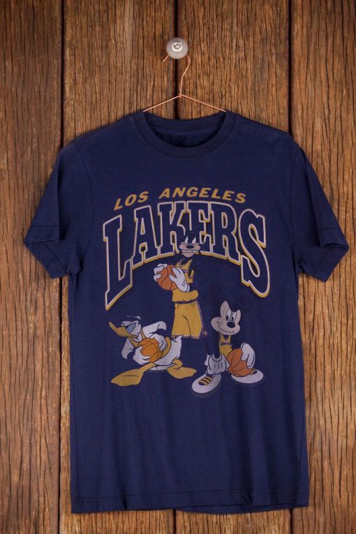 Junk Food Men's Los Angeles Lakers Purple Disney Vintage Mickey Squad T-Shirt