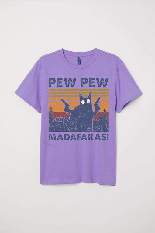 Pew Pew Cat Graphic Printed T shirts