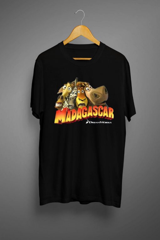 Madagascar Squished Group Shot Classic Movie Logo T-Shirt