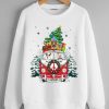 Christmas Car And Santa Dog Personalized White Sweatshirts