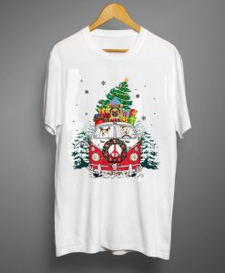 Christmas Car And Santa Dog T shirts