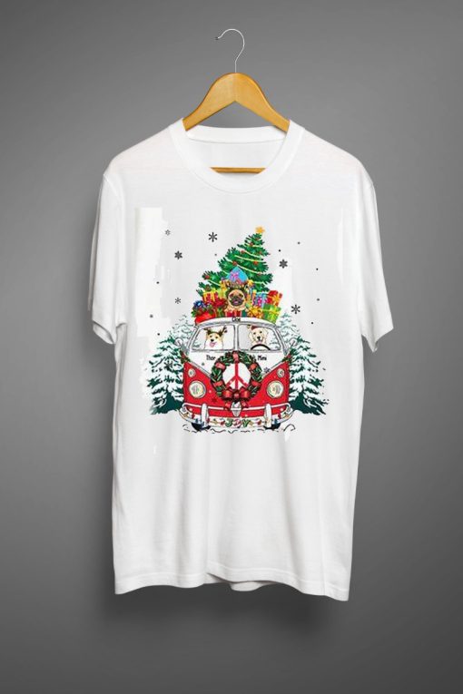 Christmas Car And Santa Dog T shirts