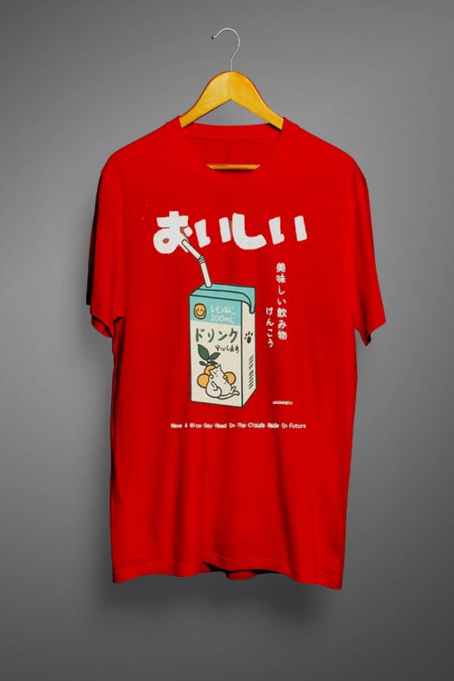 Japanese Kanji Letter Drink Embroidery T Shirt