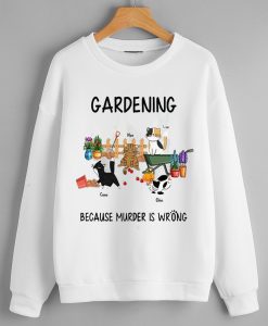 Cat Gardening White Sweatshirts