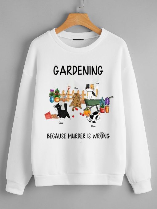 Cat Gardening White Sweatshirts