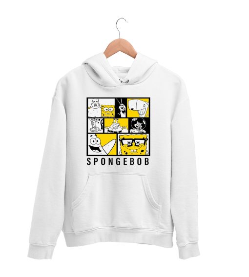 SpongeBob SquarePants Black and Yellow White Hoodie