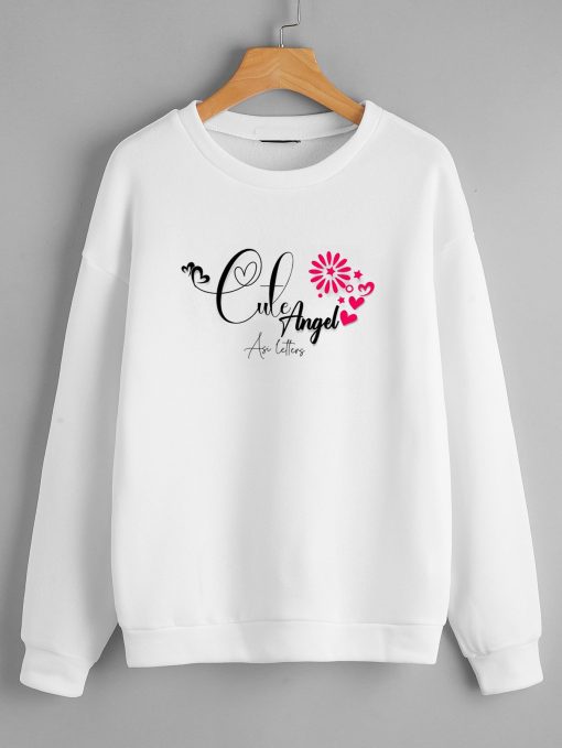 Cute Angel White Sweatshirts