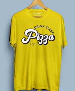 Drink Sleep Pizza T shirts Yellow