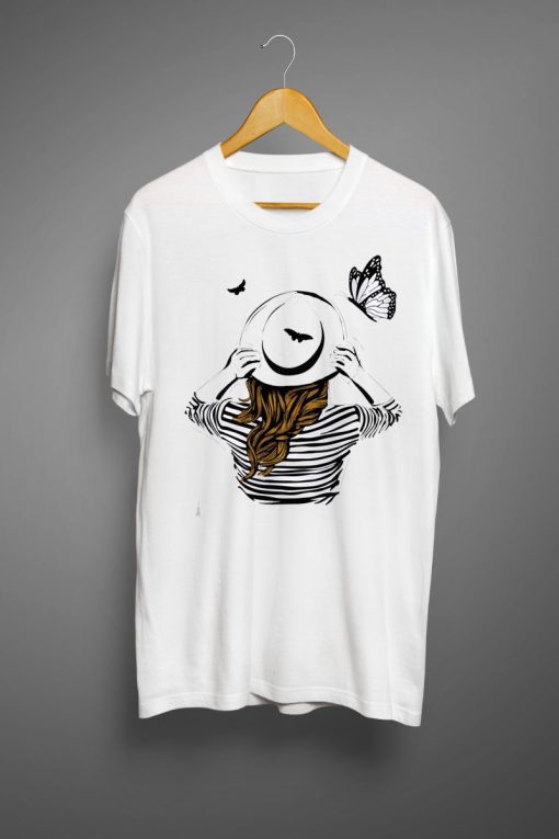 Figure And Butterfly Print T shirts