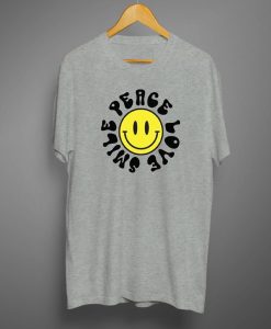 Peace Love Smile T shirts Grey