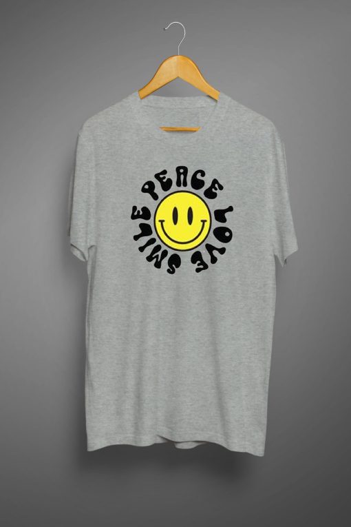 Peace Love Smile T shirts Grey