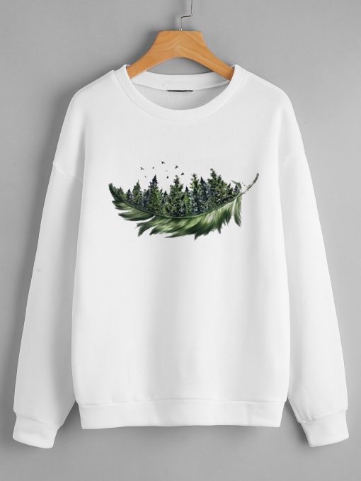 Women Feather Bird Sweatshirts