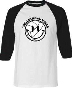 Volleyball Vibes Raglan Black Sleeve t shirts