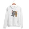 Tom Jerry Cartoon Printed Summer White Hoodie