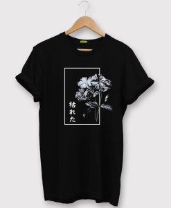 Men Floral & Japanese Letter Graphic T shirts