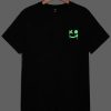 Men Reflective Cartoon Face Pattern T shirts