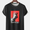 Mens Gesture Slogan Graphic Contrast Stitch Detail Short Sleeve T-Shirts