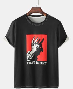 Mens Gesture Slogan Graphic Contrast Stitch Detail Short Sleeve T-Shirts